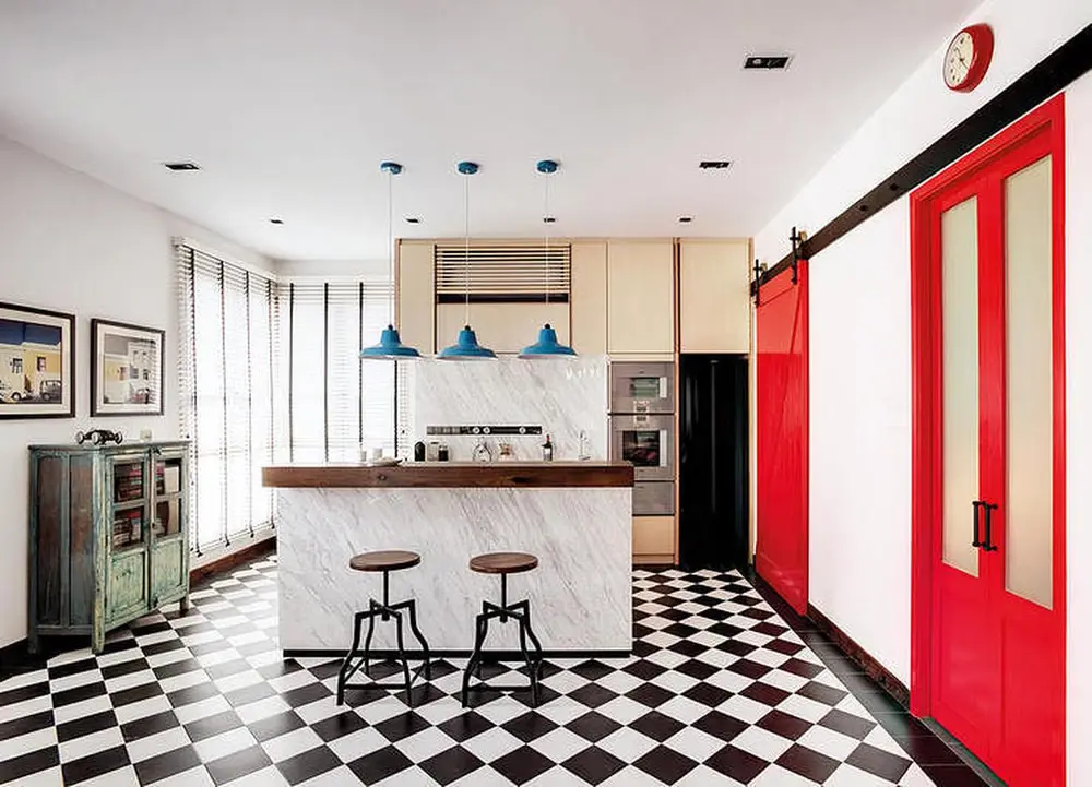 Black and White Tile Floor