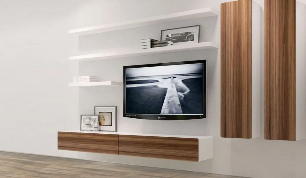 Media Wall with Floating Shelves Media Wall with Floating Shelves